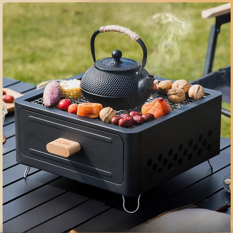 Outdoor Furniture - Przenośny grill na węgiel drzewny, kwadratowa