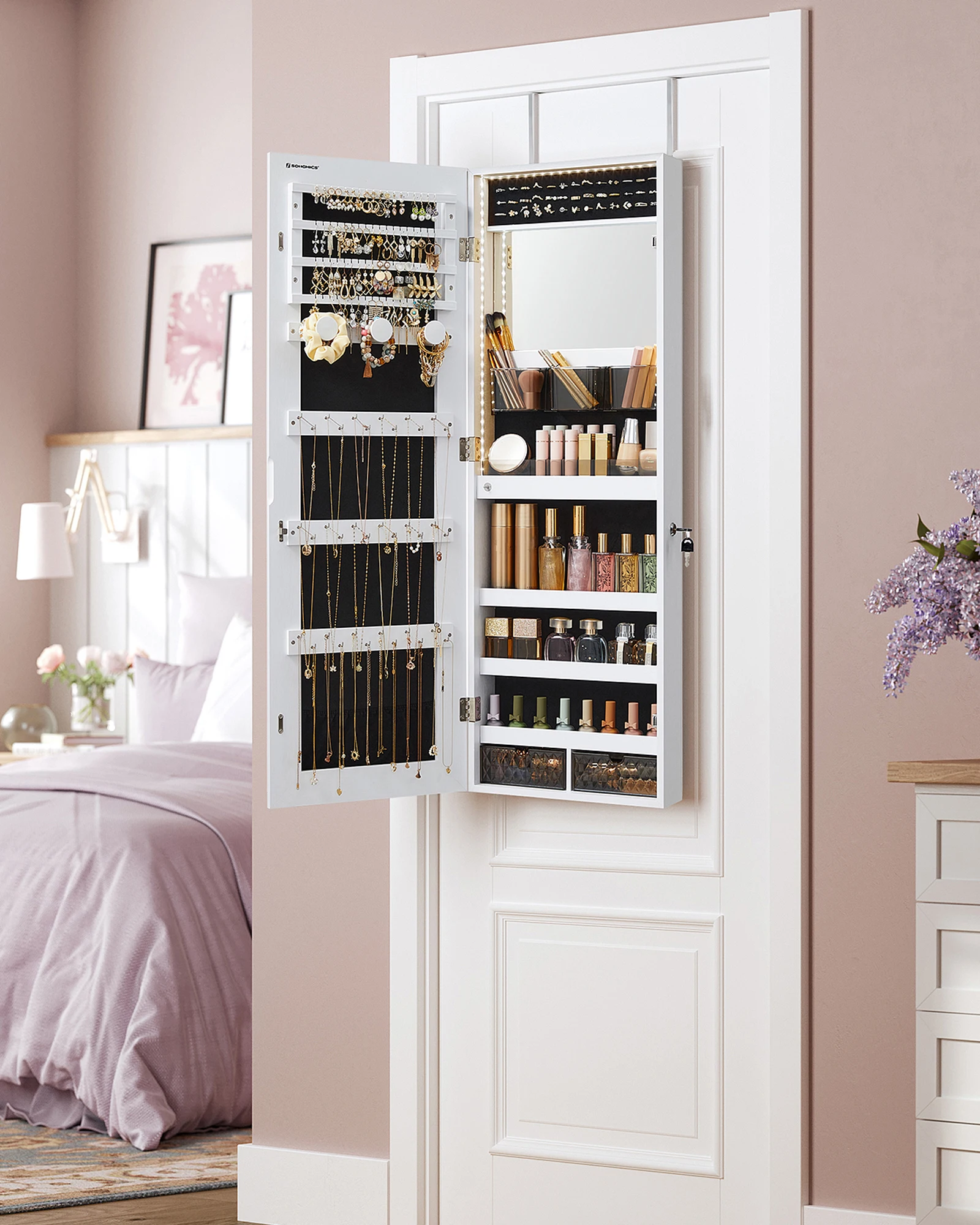 Full Length Mirror Jewelry Armoire - # Wielofunkcyjna szafka na biżuterię Białe,