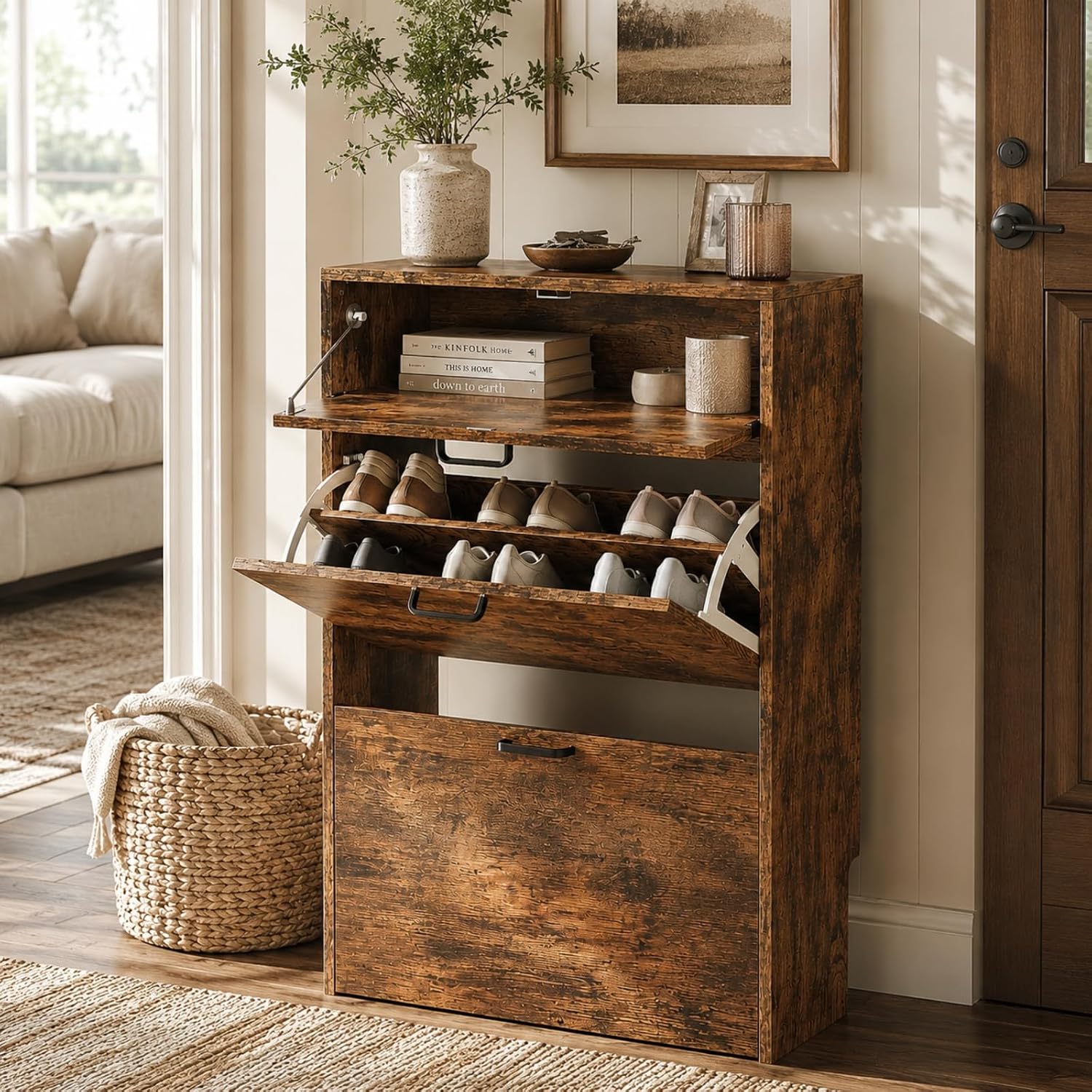Shoe Rack Cabinet Narrow Entryway - # Wąska szafka na buty z