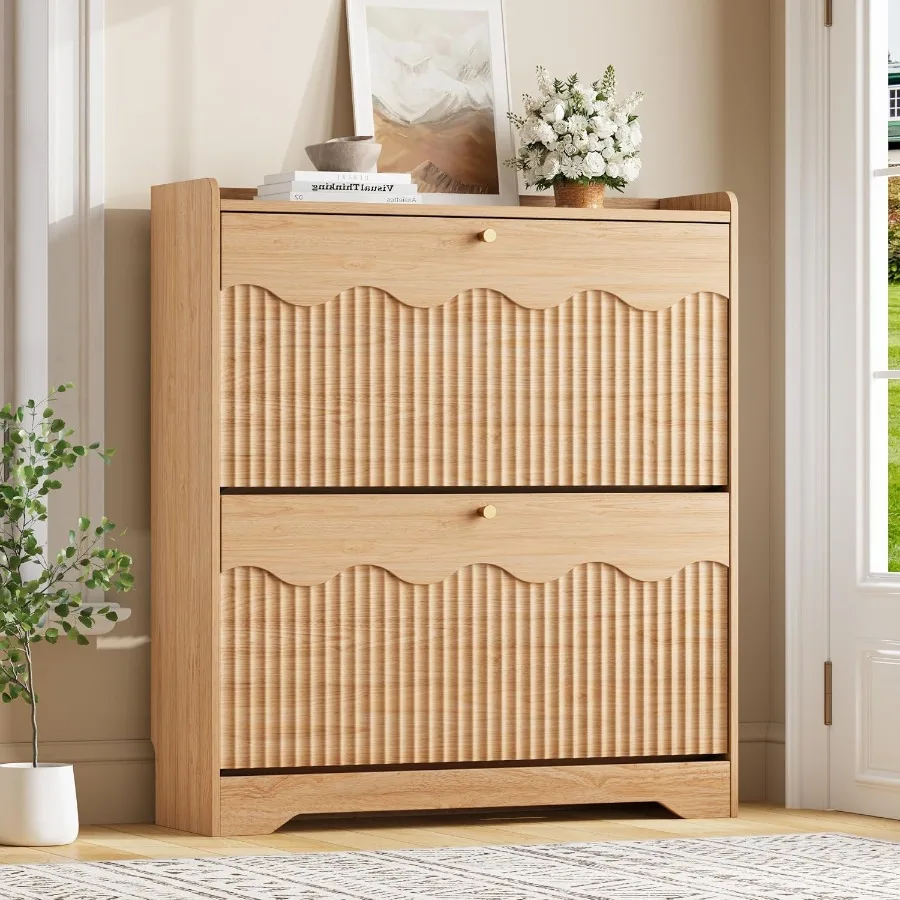 Shoe Rack Cabinet Narrow Entryway - Szafka do przechowywania butów z nowoczesnymi,