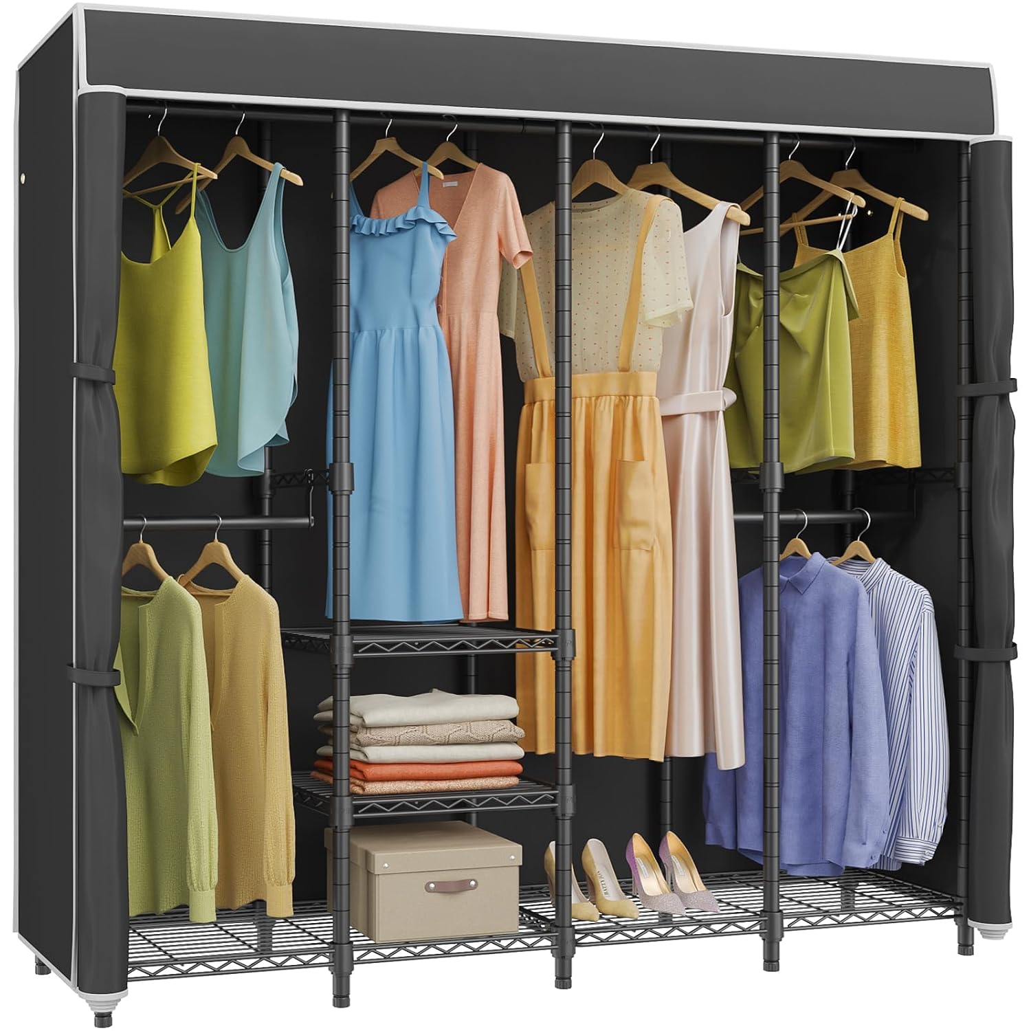 Średnia, samonosząca, przenośn – Wardrobe Closet Portable Fabric Cover recenzja i cena