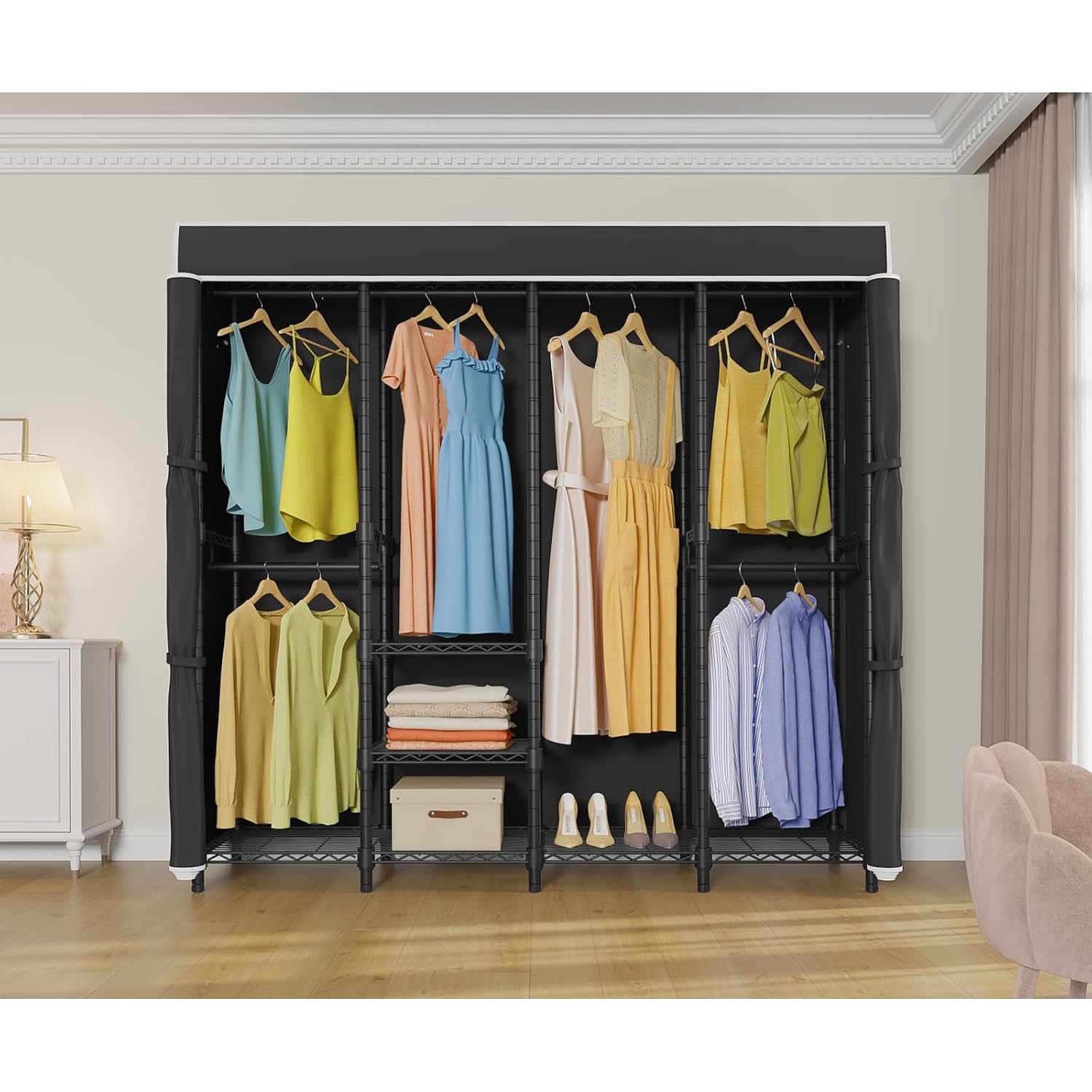 Średnia, samonosząca, przenośn – Wardrobe Closet Portable Fabric Cover recenzja i cena