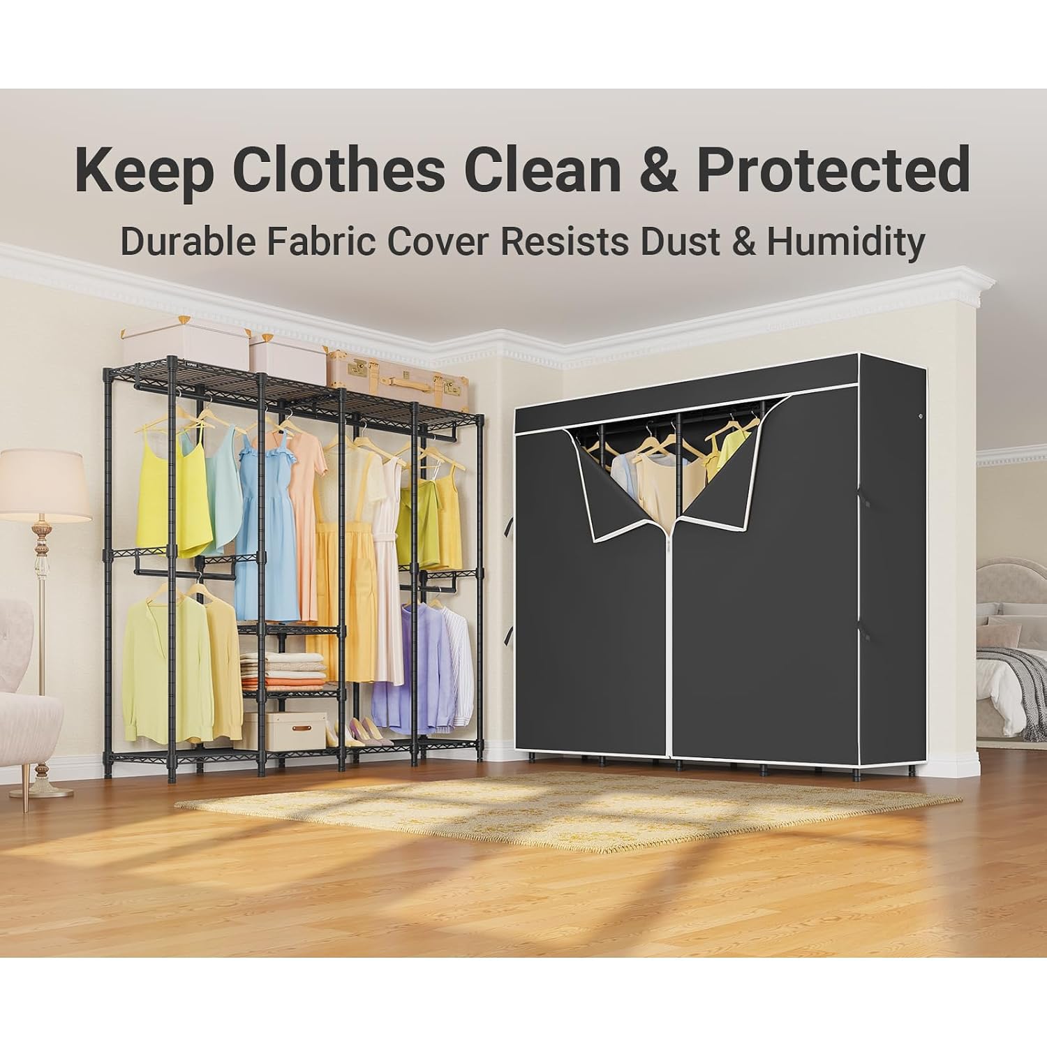 Średnia, samonosząca, przenośn – Wardrobe Closet Portable Fabric Cover recenzja i cena