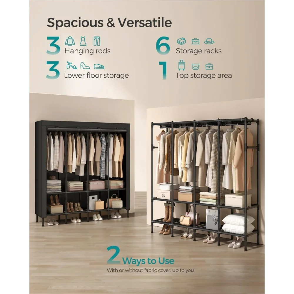 Szafa na ubrania 170 cm, duża  – Wardrobe Closet Portable Fabric Cover recenzja i cena