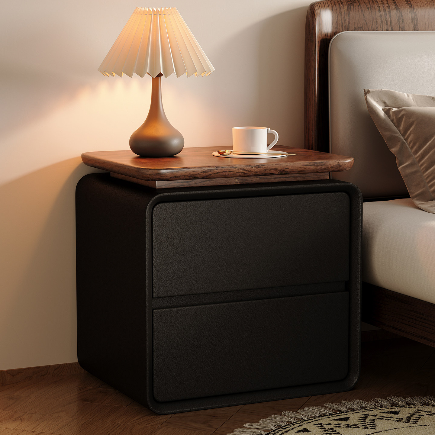 Nowoczesna, minimalistyczna sz – Solid Wood Nightstand 2 Drawers recenzja i cena