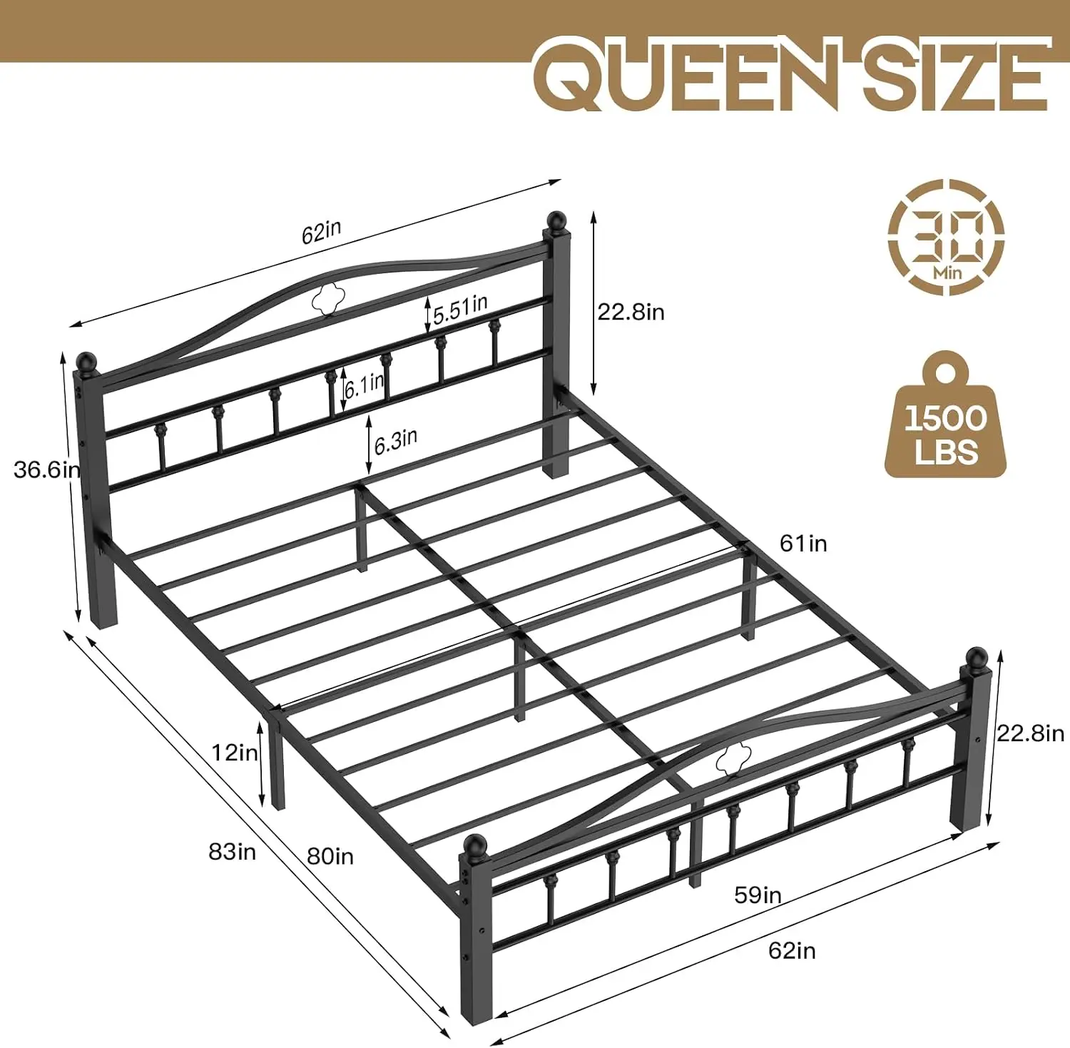 Metalowa rama łóżka Queen z za – Canopy Bed Frame Metal Queen recenzja i cena