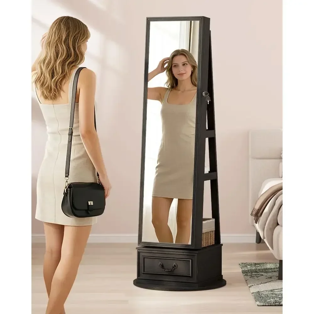 360 °   Obracana, zamykana na  – Full Length Mirror Jewelry Armoire recenzja i cena