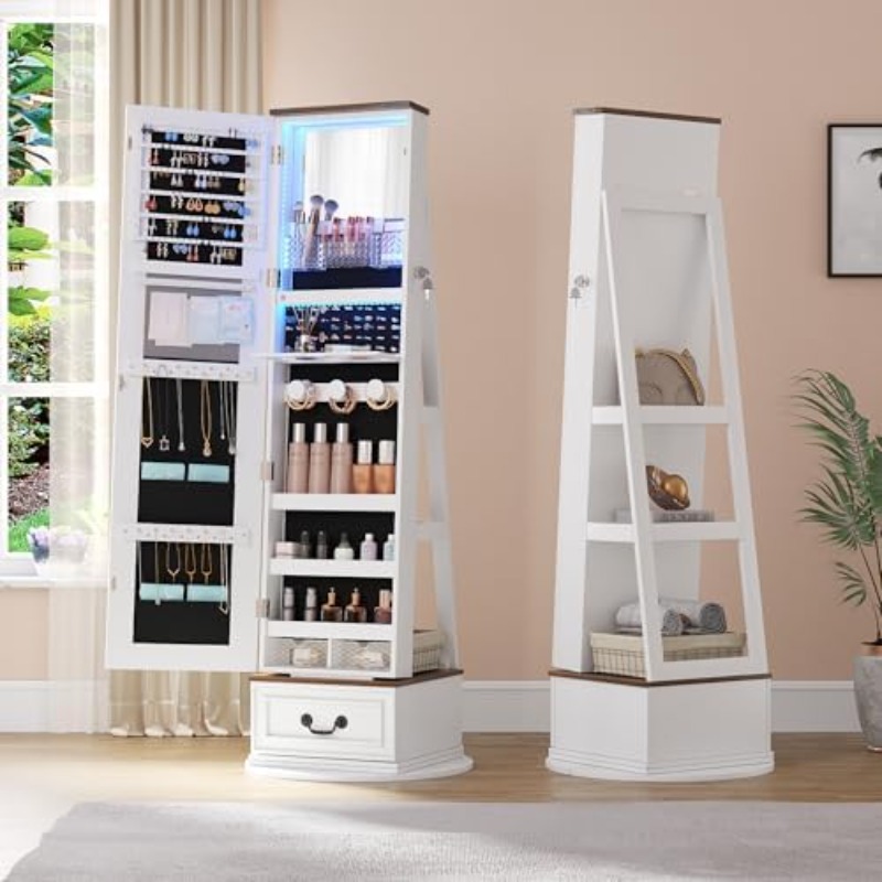 360 ° Obrotowa szafka na biżut – Full Length Mirror Jewelry Armoire recenzja i cena