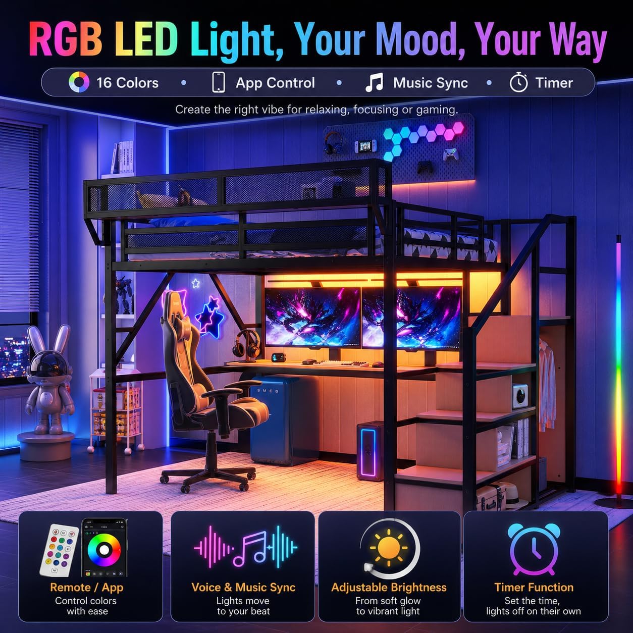 Łóżko na antresoli Mirightone  – Canopy Bed Frame Metal Queen recenzja i cena