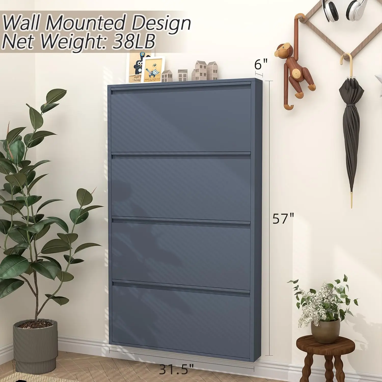 Szafka na buty z 4 odchylanymi – Shoe Rack Cabinet Narrow Entryway recenzja i cena
