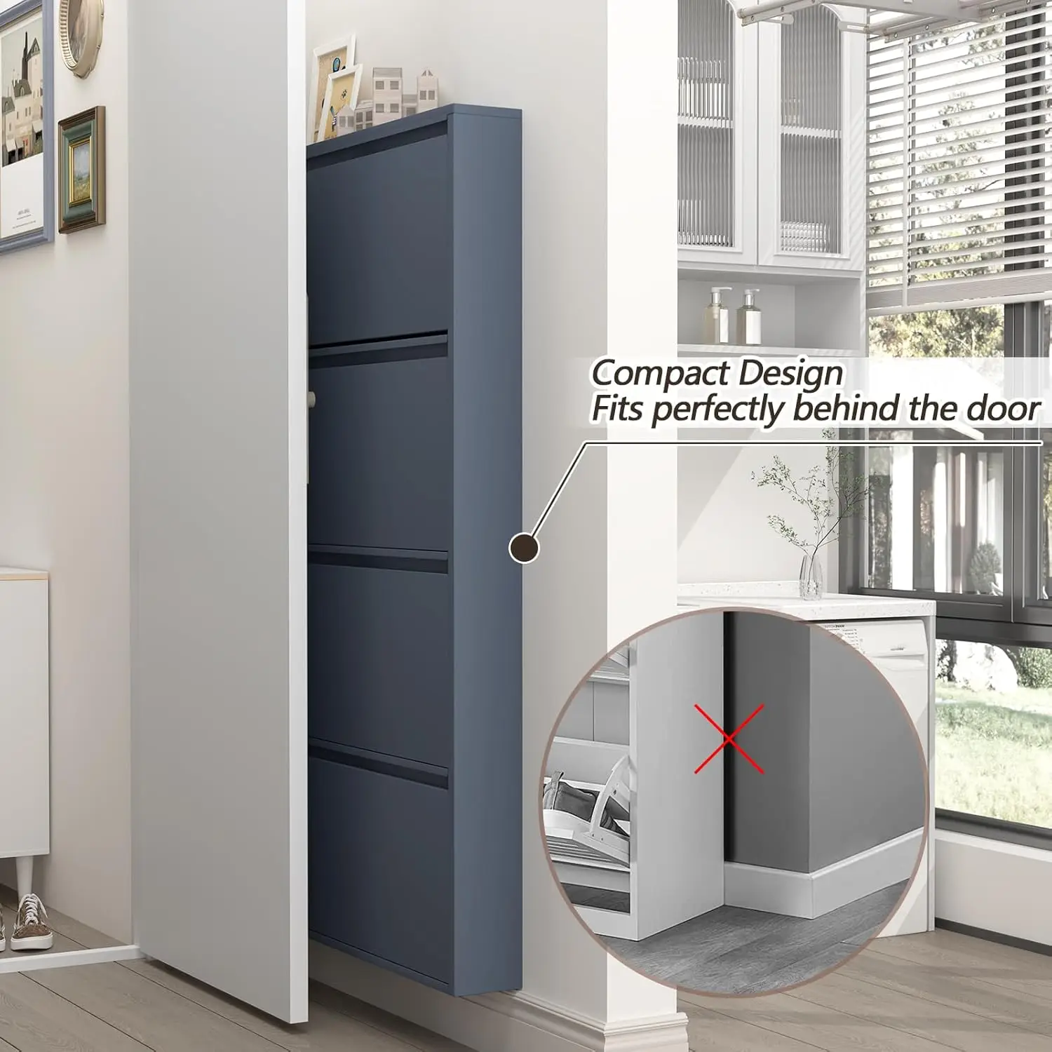 Szafka na buty z 4 odchylanymi – Shoe Rack Cabinet Narrow Entryway recenzja i cena